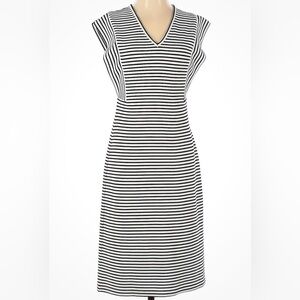 Derek Lam Collective Women’s White Striped V-Neck Mini Dress Size 42 UK 10 US